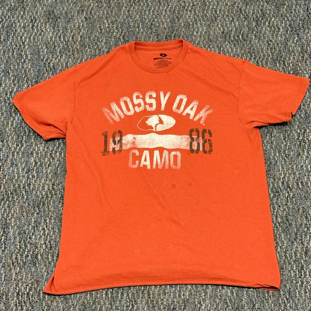 00’s Vintage Mossy Oak Camo Rusty Orange Tee L